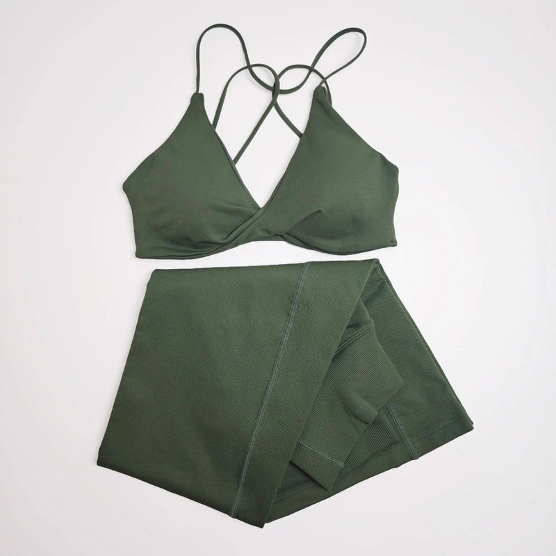 NCLAGEN Vision Twist Front Sports Bra And Vision Flares Yoga Sets Women Gym Clothes 2 Piece Tracksuit For Fitness Workout Suit