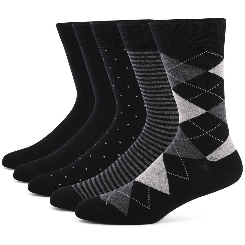 5 Pairs Argyle Breathable Men's Dress Socks Plus large Size High Quality Combed Cotton
