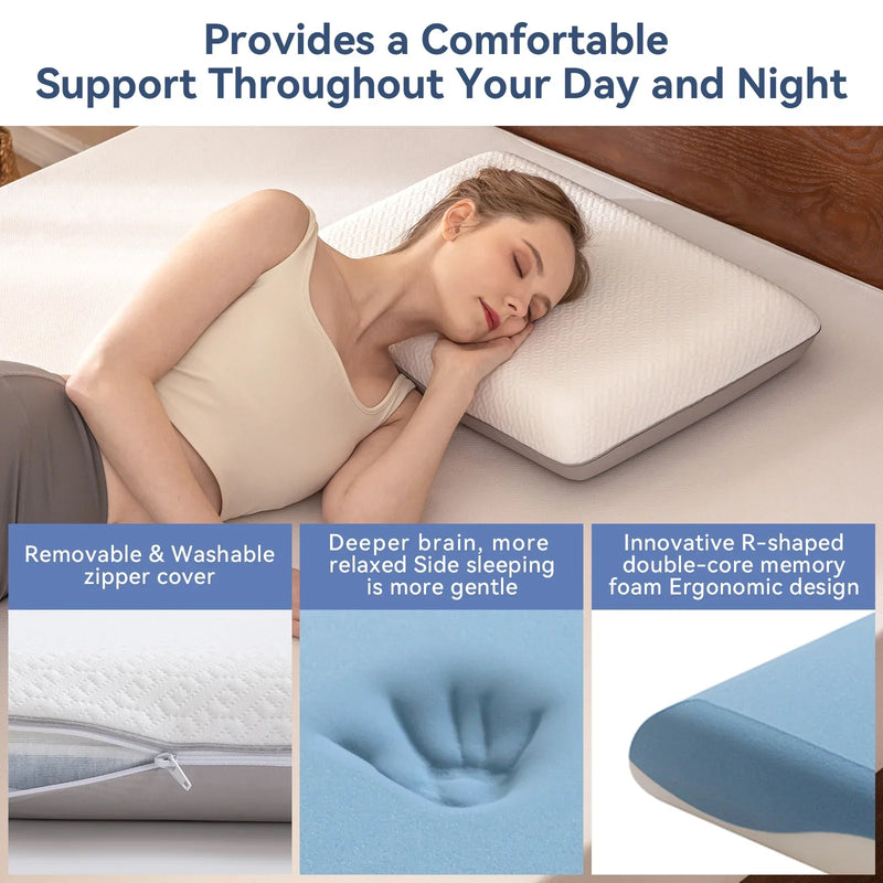 Dual-Sided Memory Foam Ergonomic Pillow for Neck Support