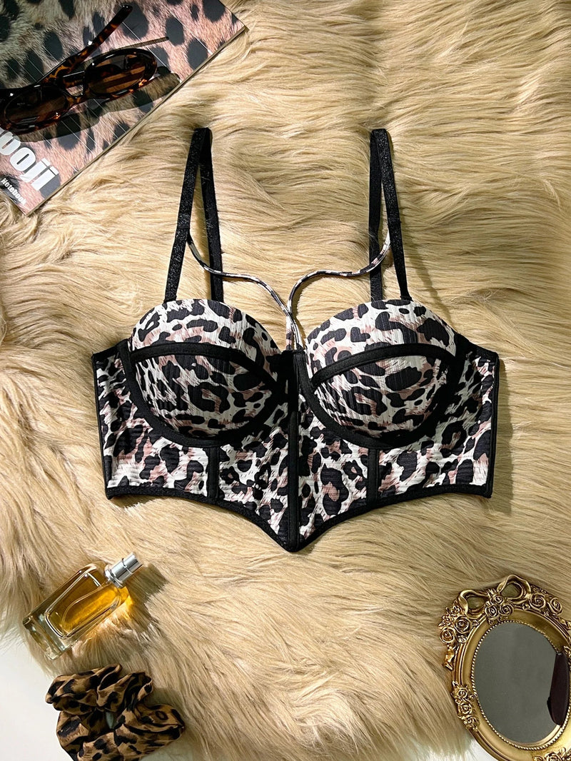Sexy Leopard Party Wear women sexy bras Boob Lift Strap Underwire push up bra Stylish Shapewear hot lingerie