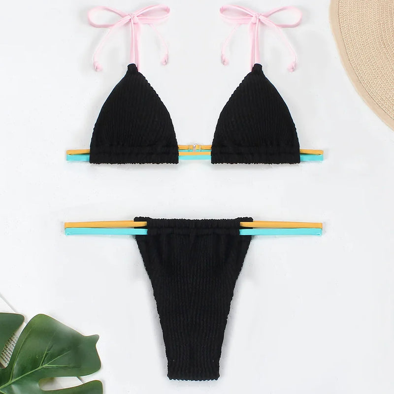 2026 New Fashion Sexy Bikini Solid Swimsuit Women Swimwear Push Up Set Brazilian Bathing Suit Summer Beach Wear Swimming