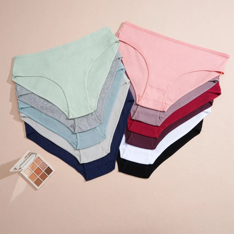 3Pcs/Set Women's Seamless Cotton Briefs Women Panties Solid Color Breathable Underwear Female Low Waist Soft Lingerie S-XXL