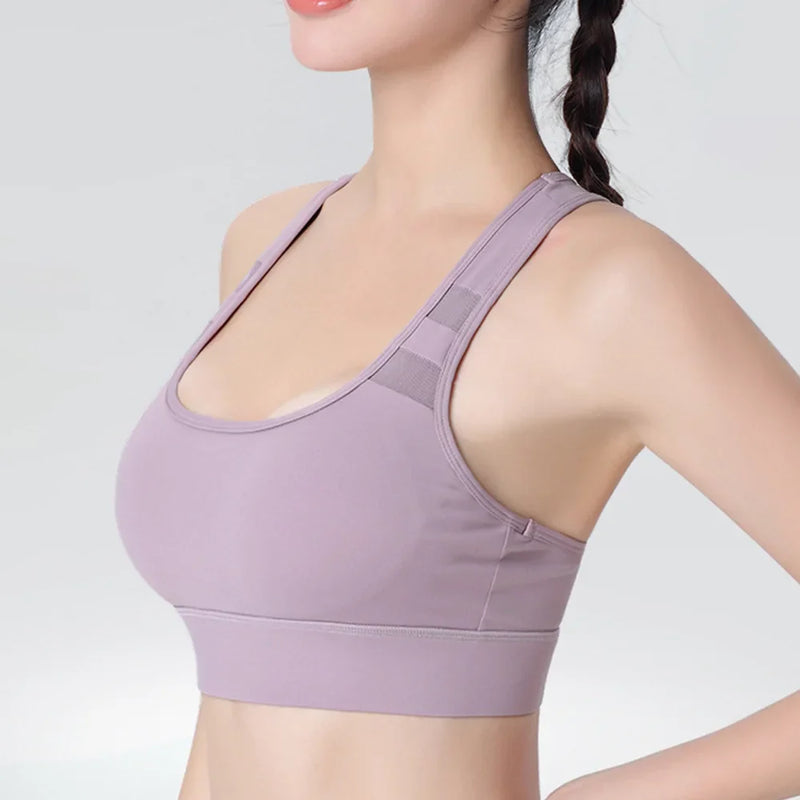 Sports bra, shockproof, high-strength, running, fitness, yoga bra, sports fixed one-piece cup, beautiful back bra