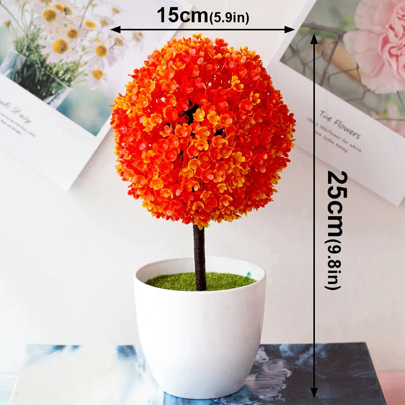 Artificial Plants Potted Green Bonsai Sakura Snowball Home Decor