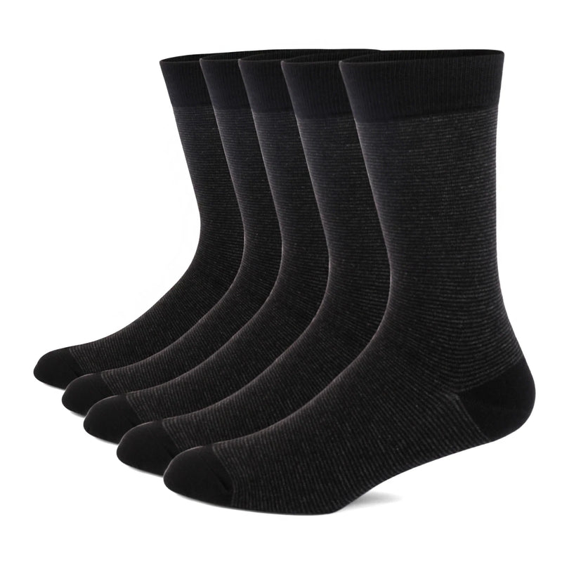 5 Pairs Men's Dress Socks High Quality Combed Cool Breathable Cotton Crew Socks Plus Size