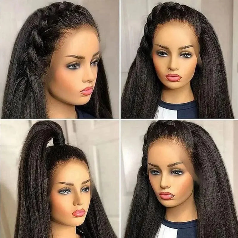 13x4 HD Lace Front Kinky Straight Wig | Long | Brazilian Virgin Hair | Pre-Plucked | Natural Hairline