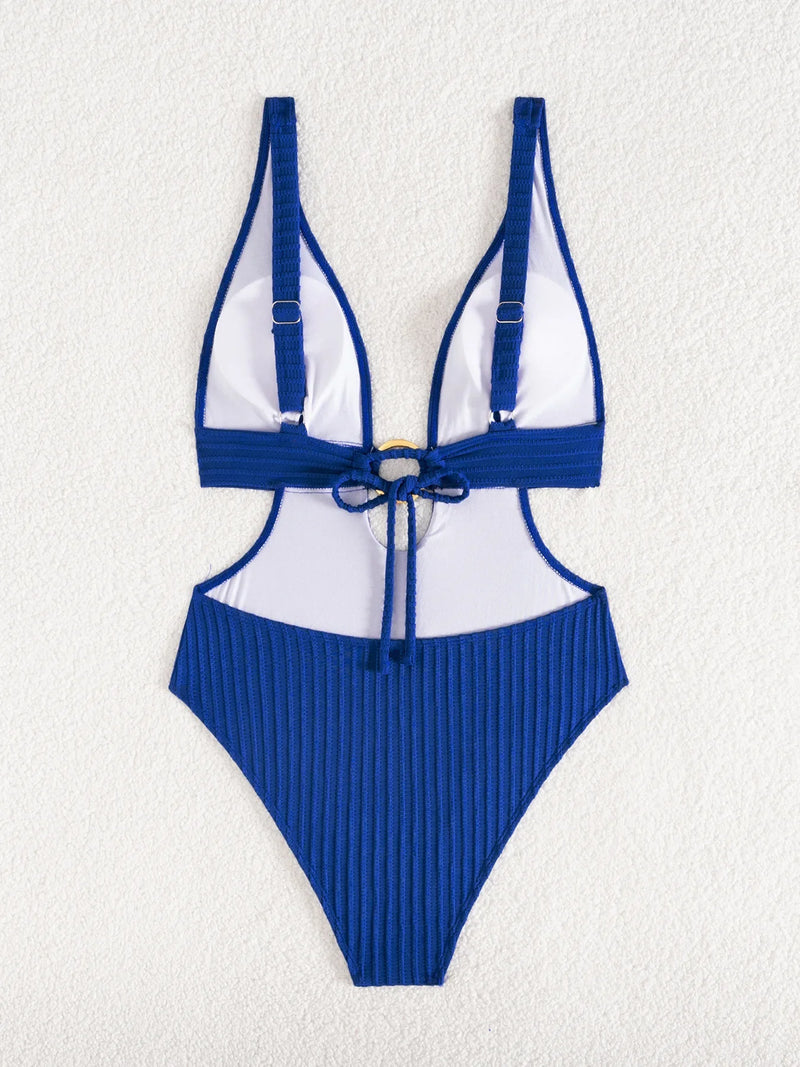 2026 Deep V Neck Cut Out Women Swimwear One Piece Swimsuit Female High Leg Cut Monokini Bather Backless Bathing Swim Beachwear