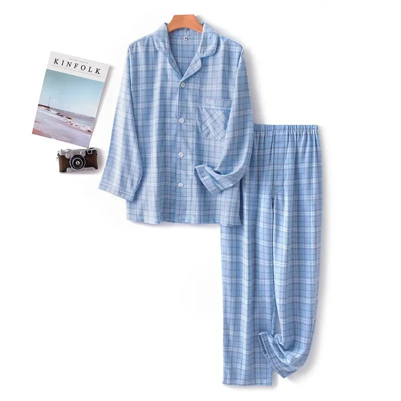 Autumn and Winter Multi Colors Cotton Brushed Solid and Plaid Design Warm Thick Trousers Pajamas Set Couples Home Clothes