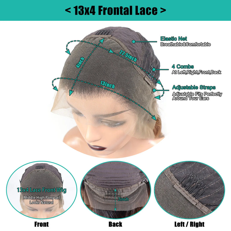 200 Density Blonde Highlight Short Bob Wig | 13x4 Lace Frontal Pixie Cut | Brazilian Remy Hair