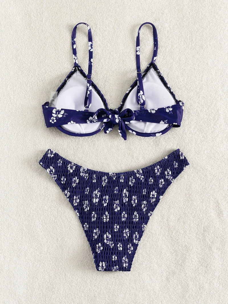 2026 Sexy Floral Twin Strap Bralette Bikini Women Swimsuit Triangle Swimwear Bathing Suits Two-piece Biquini Thong Bikinis Sets