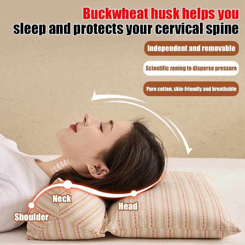 Cervical Protection Buckwheat Pillow – Ergonomic Neck Support