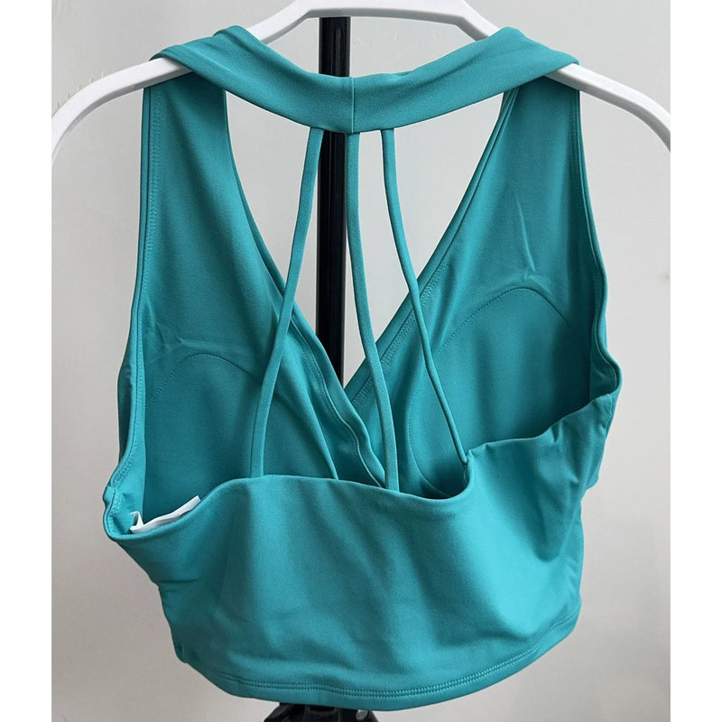 Women's Cross Back Sports Bra Shock Resistant Gathered Sexy Gym Running Bra Summer Yoga Vest Outdoor Comfortable Fitness Wear