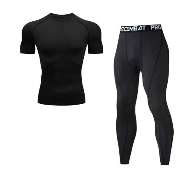 2-piece men's warm corset Ski warm suit jacket and trousers fitness running yoga athletes sports pants