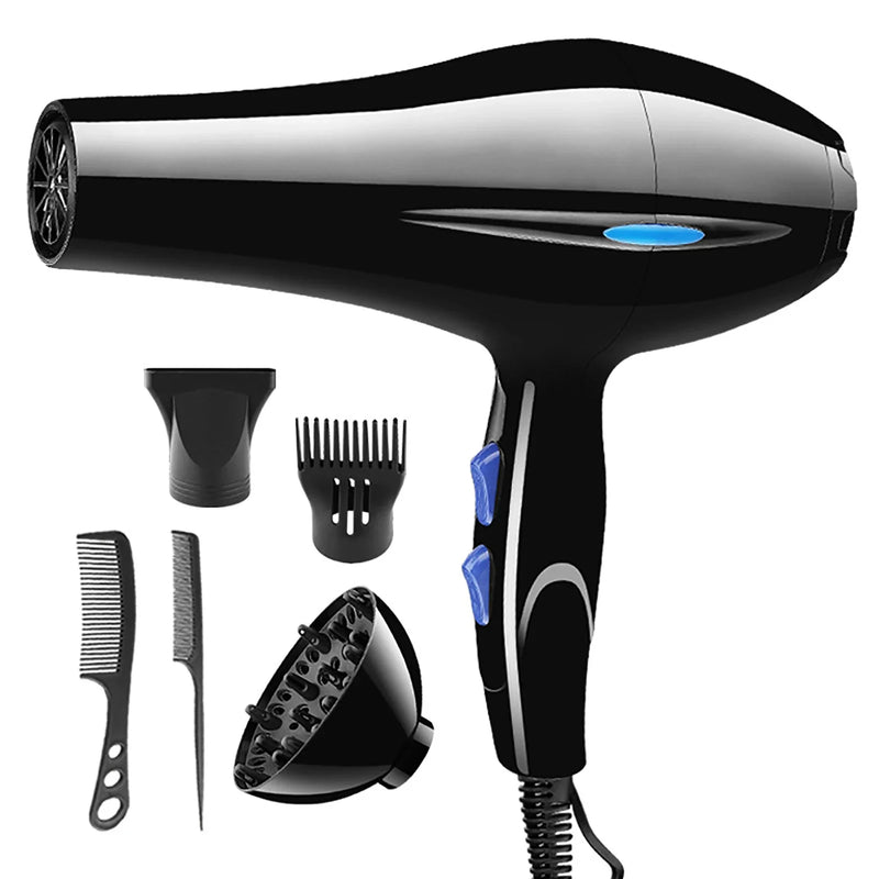 2200W Powerful Hair Dryer with Nozzle Tail Comb Flat
