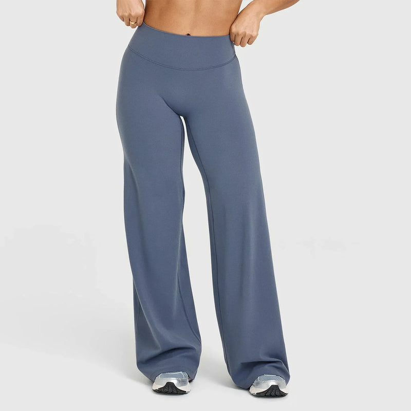 Hearuisavy Summer Straight-Leg Sports Pants Women Gym Clothing Fitness Tights Naked Feeling Compression Wide Leg Yoga Leggings