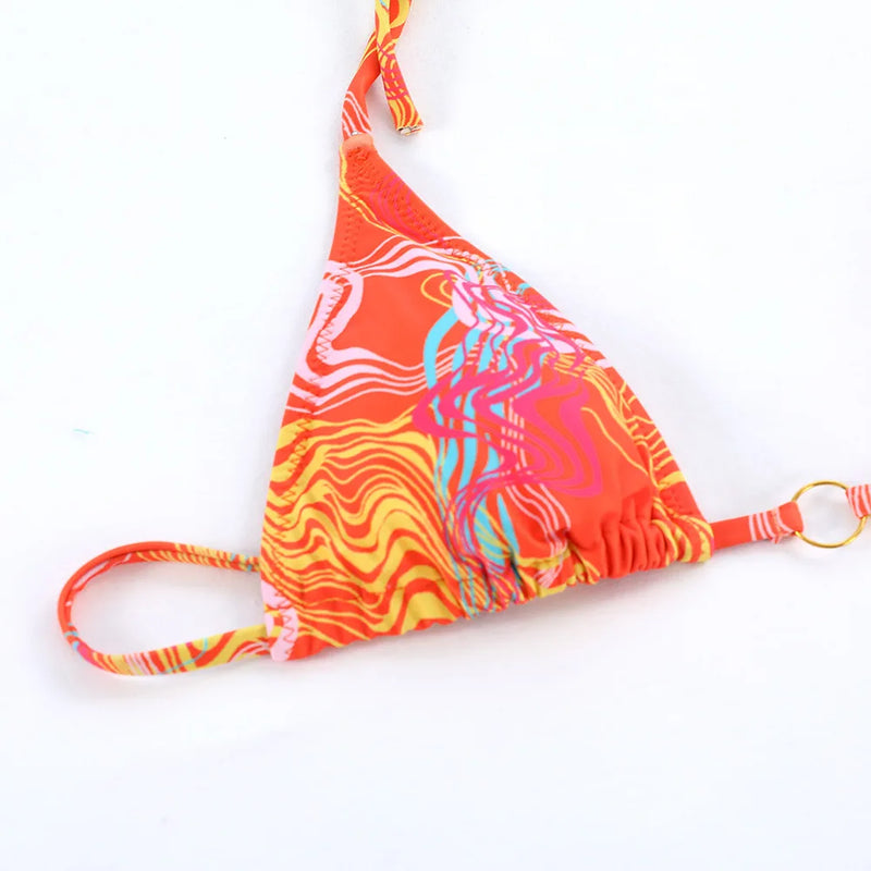 2026 Sexy Bikinis Micro Thongs Swimsuit Women Bathing Suit Rings Biquini Bandage Beachwear Print Swimwear Bikini Sets With Chain