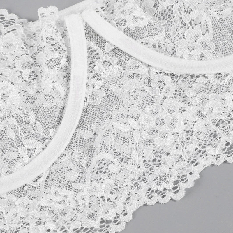 3PCS Lace See Through Bra Set Women Sexy Lingerie Underwear Halter Tops Bra and Panties Garter Intimate Sex Costumes