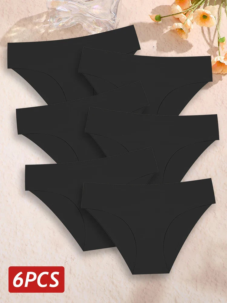 6PCS Women Seamless Panties Ice Silk Ultra Thin soft Low Rise