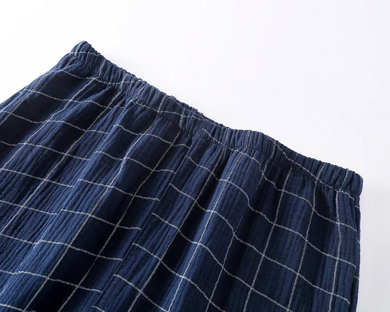 100% Cotton Summer Men Pajamas Japanese style  2 Piece Sleepwear