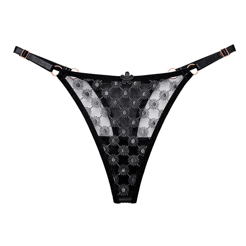 Thin Sexy Girls G String Thong Panties Women Briefs Flower Hollow Out Transparent Underwear Female Lingerie
