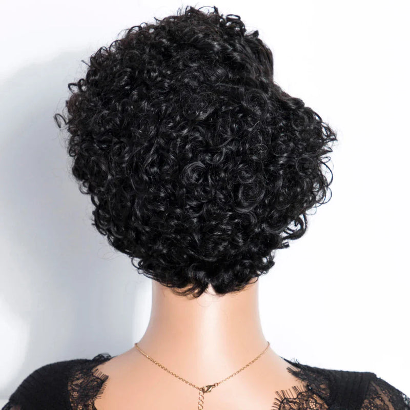 Natural Black Pixie Cut Wig | Short Curly Bob 13x1 Lace Front Human Hair (Pre-Plucked)