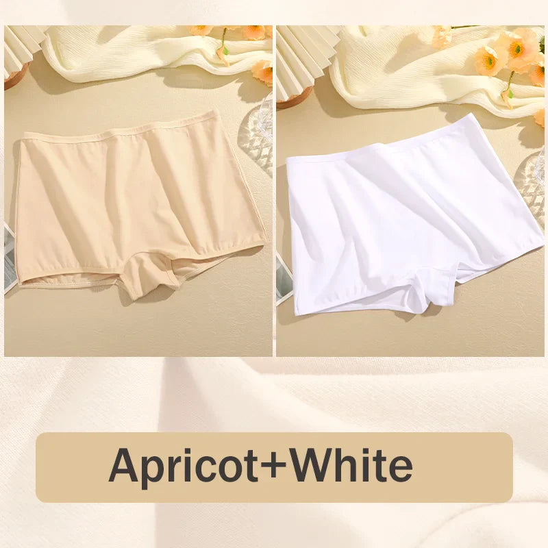 2PCS Women's Panties Cotton Seamless Sports Boxers Underwear Female Solid Color Briefs Cozy Lingerie Intimate Underpants XS-XL