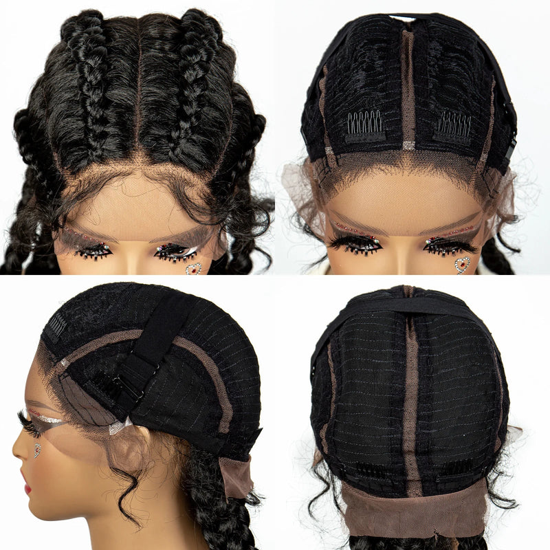 36" 27/613 Blonde Cornrow Braided Wig | Lace Frontal Box Braids | Synthetic Wig with Baby Hair for Black Women