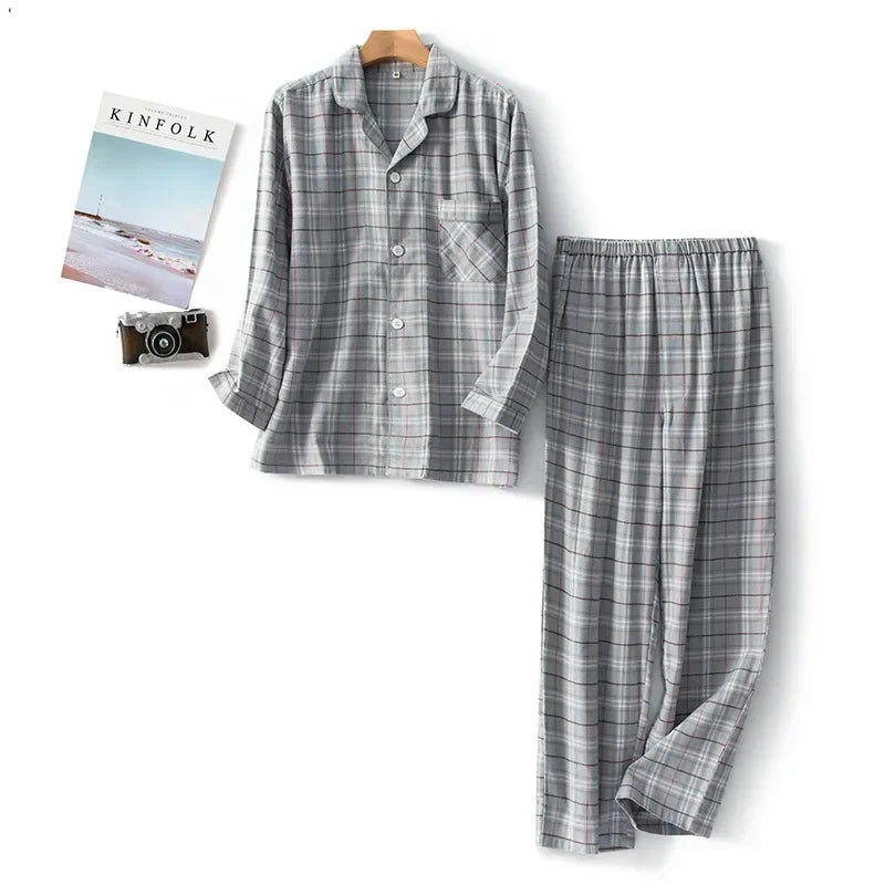 Autumn and Winter Multi Colors Cotton Brushed Solid and Plaid Design Warm Thick Trousers Pajamas Set Couples Home Clothes