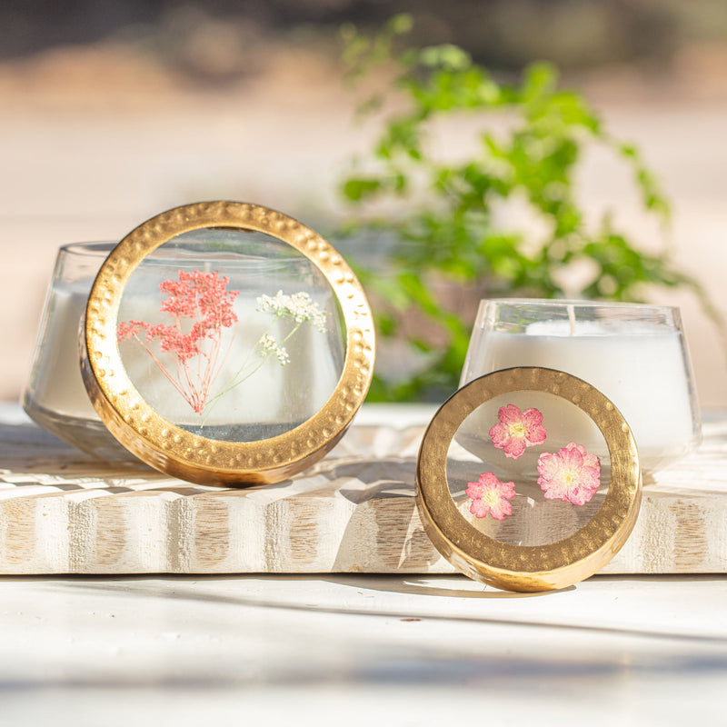 Spicy Apple Small Pressed Floral Candle