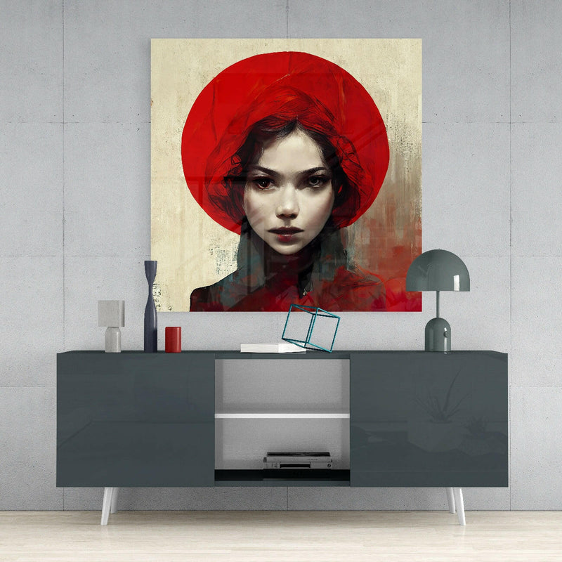 Red Hat Glass Wall Art  || Designer Collection