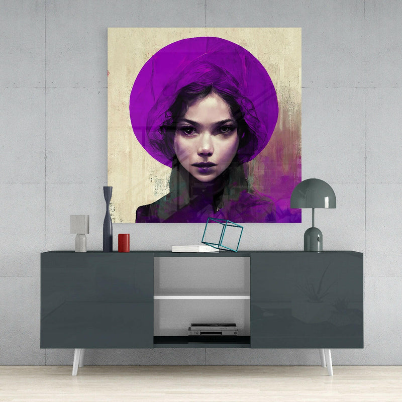 Purple Hat Glass Wall Art  || Designer Collection