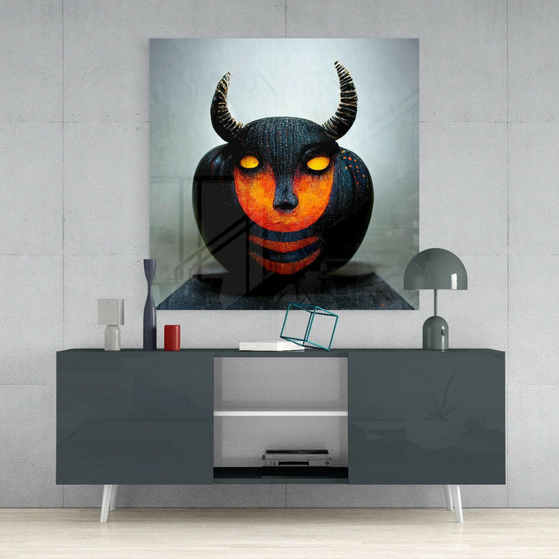 Evil Pumpkin Glass Wall Art  || Designers Collection
