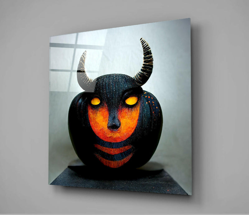 Evil Pumpkin Glass Wall Art  || Designers Collection
