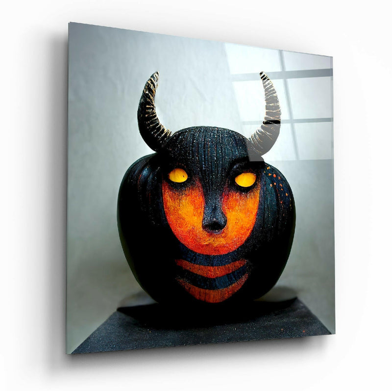 Evil Pumpkin Glass Wall Art  || Designers Collection