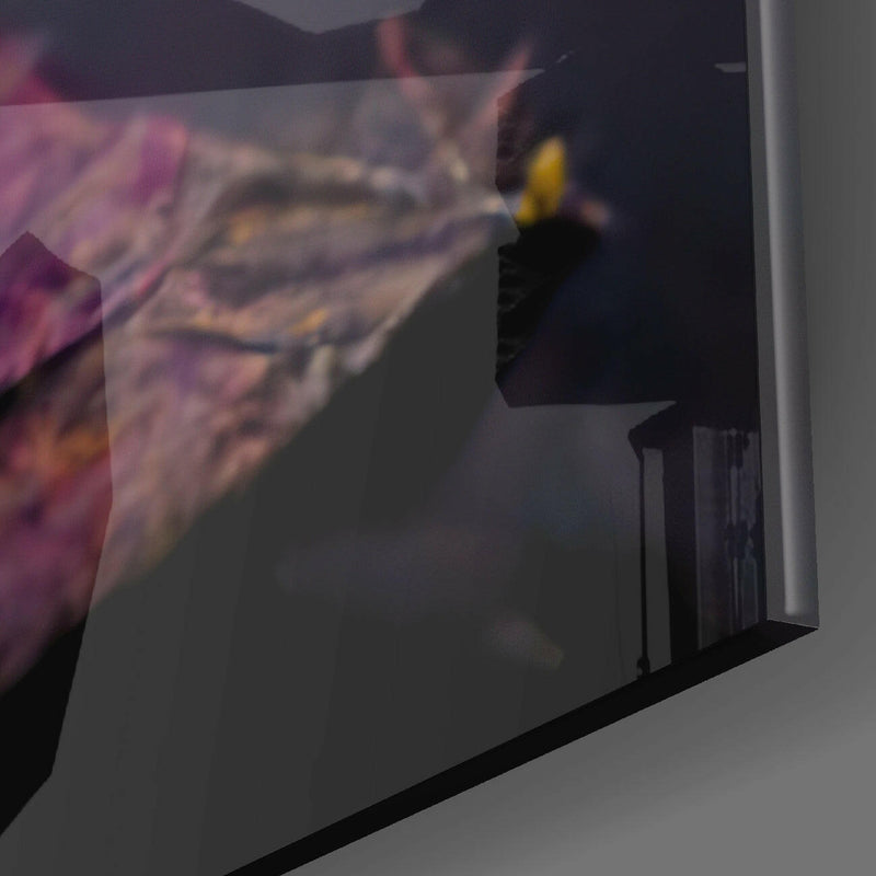 Yellow Mask Glass Wall Art  || Designer Collection