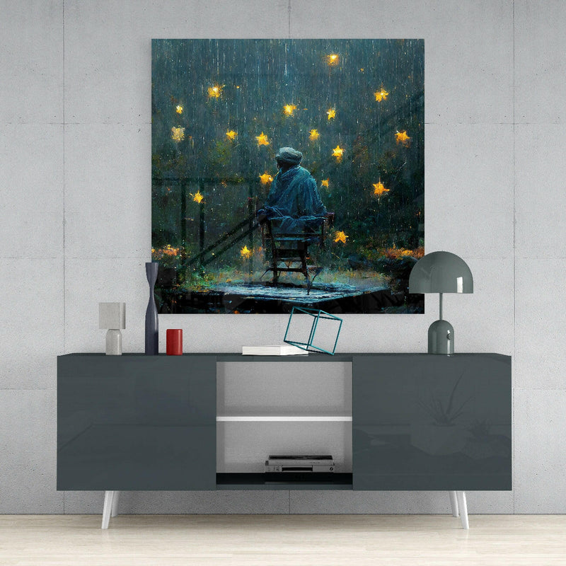 Raining Stars Glass Wall Art  || Designer Collection