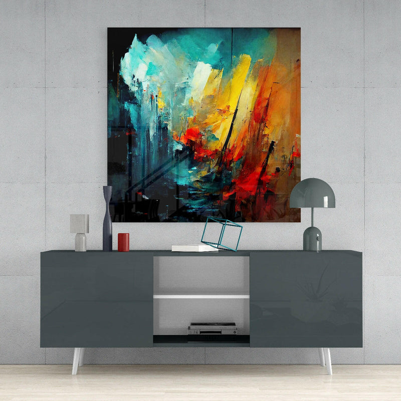 Collapsed City Silhouette Glass Wall Art  || Designers Collection