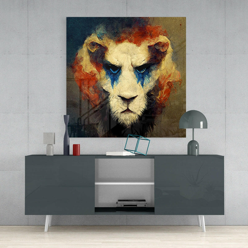 Lion Clown Glass Wall Art  || Designer Collection