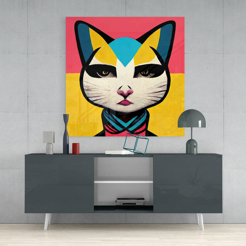 Ms. Cat Glass Wall Art  || Designer Collection