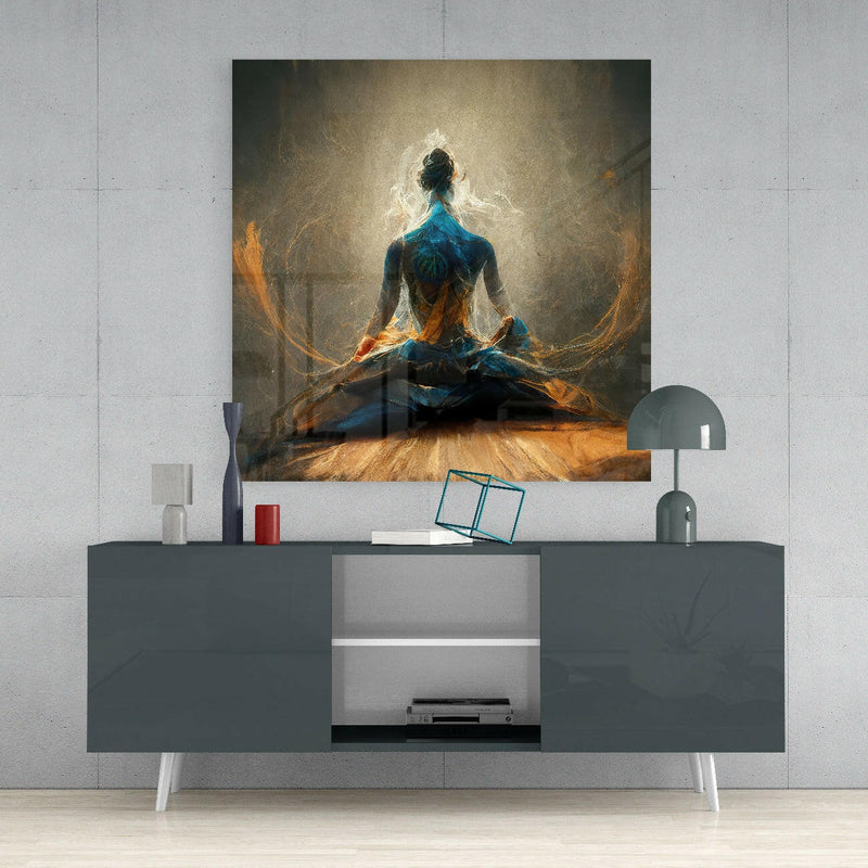 Meditation Glass Wall Art  || Designer Collection