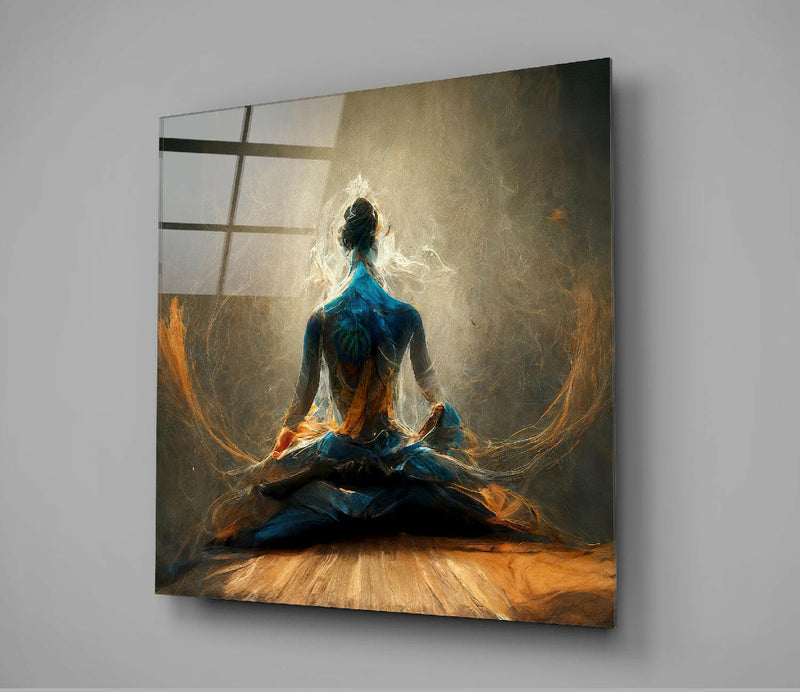 Meditation Glass Wall Art  || Designer Collection
