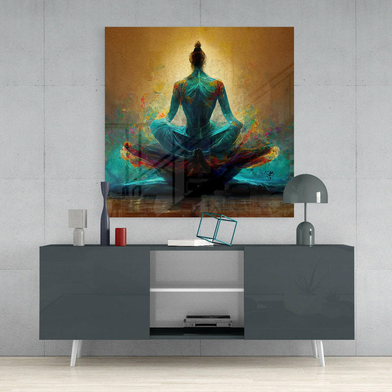 Meditation Glass Wall Art  || Designer Collection