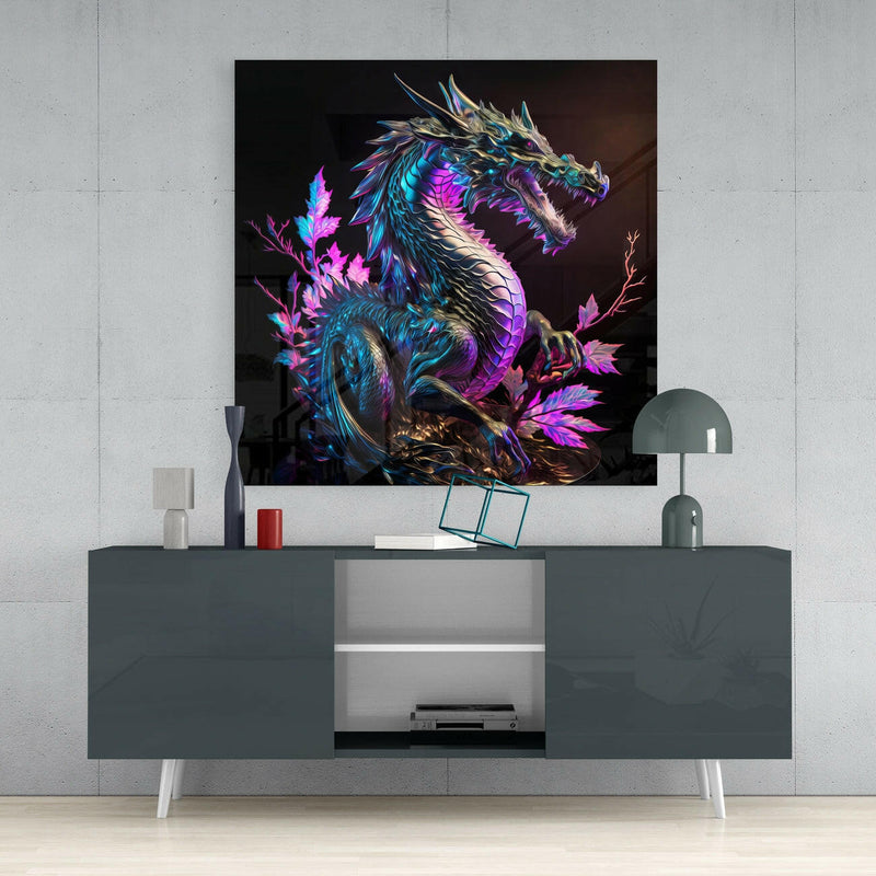 Dragon's Anger Glass Wall Art  || Designers Collection