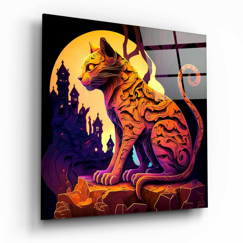 Ancient Cat Glass Wall Art  || Designers Collection