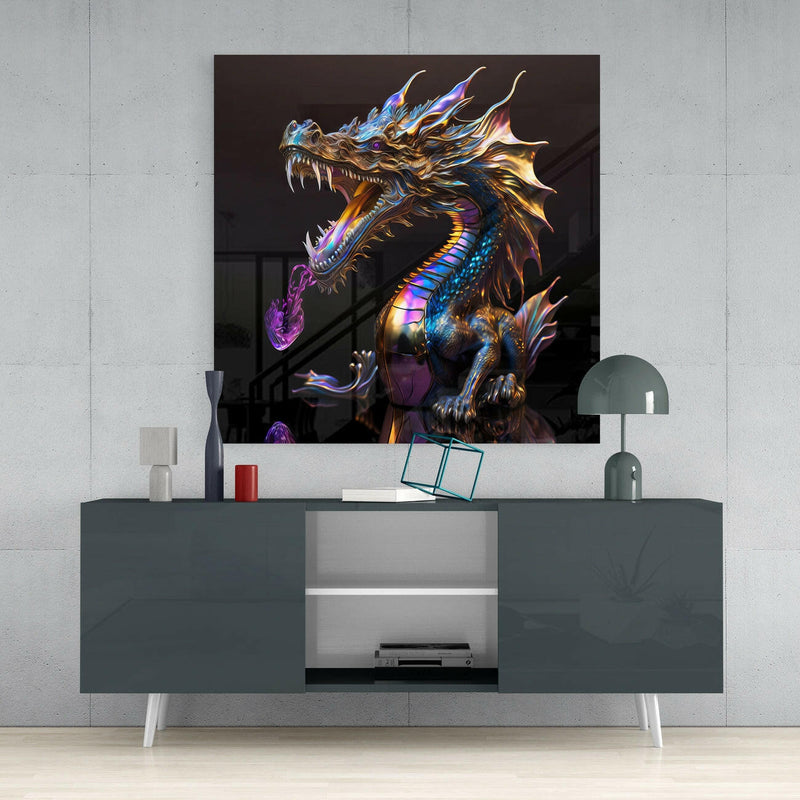 Dragon's Roar Glass Wall Art  || Designers Collection