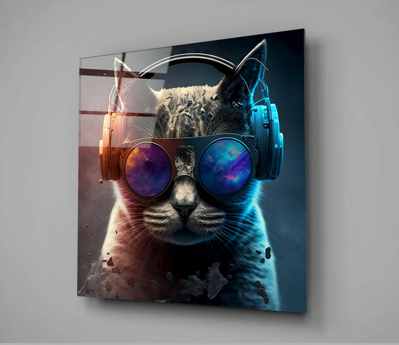 Punky Cat Glass Wall Art  || Designer Collection