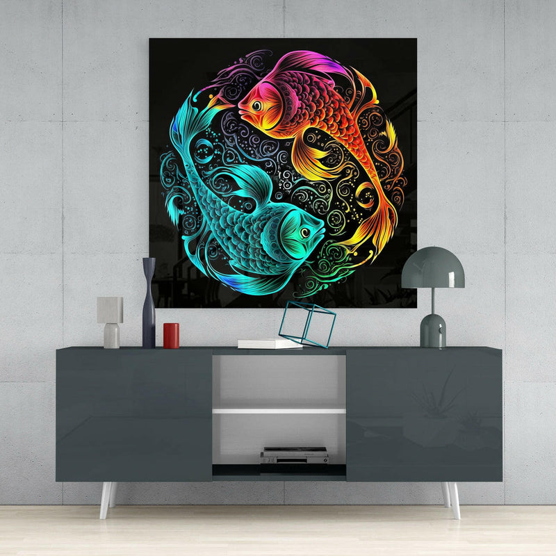 Ying and Yang Glass Wall Art  || Designer Collection
