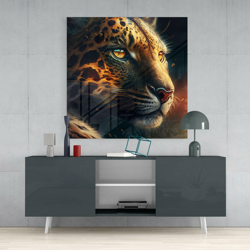 Leopard Glass Wall Art  || Designer Collection