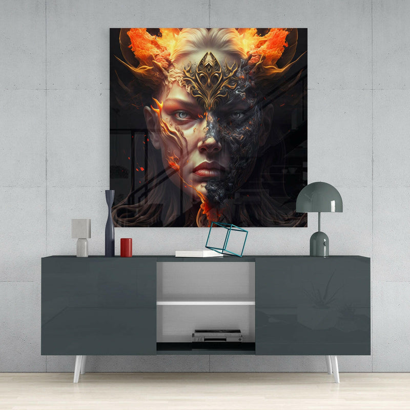 The Wrath of the Woman Glass Wall Art  || Designer Collection