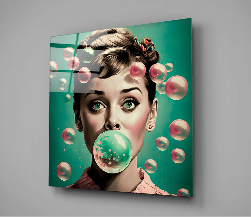Audrey Hepburn Glass Wall Art  || Designers Collection